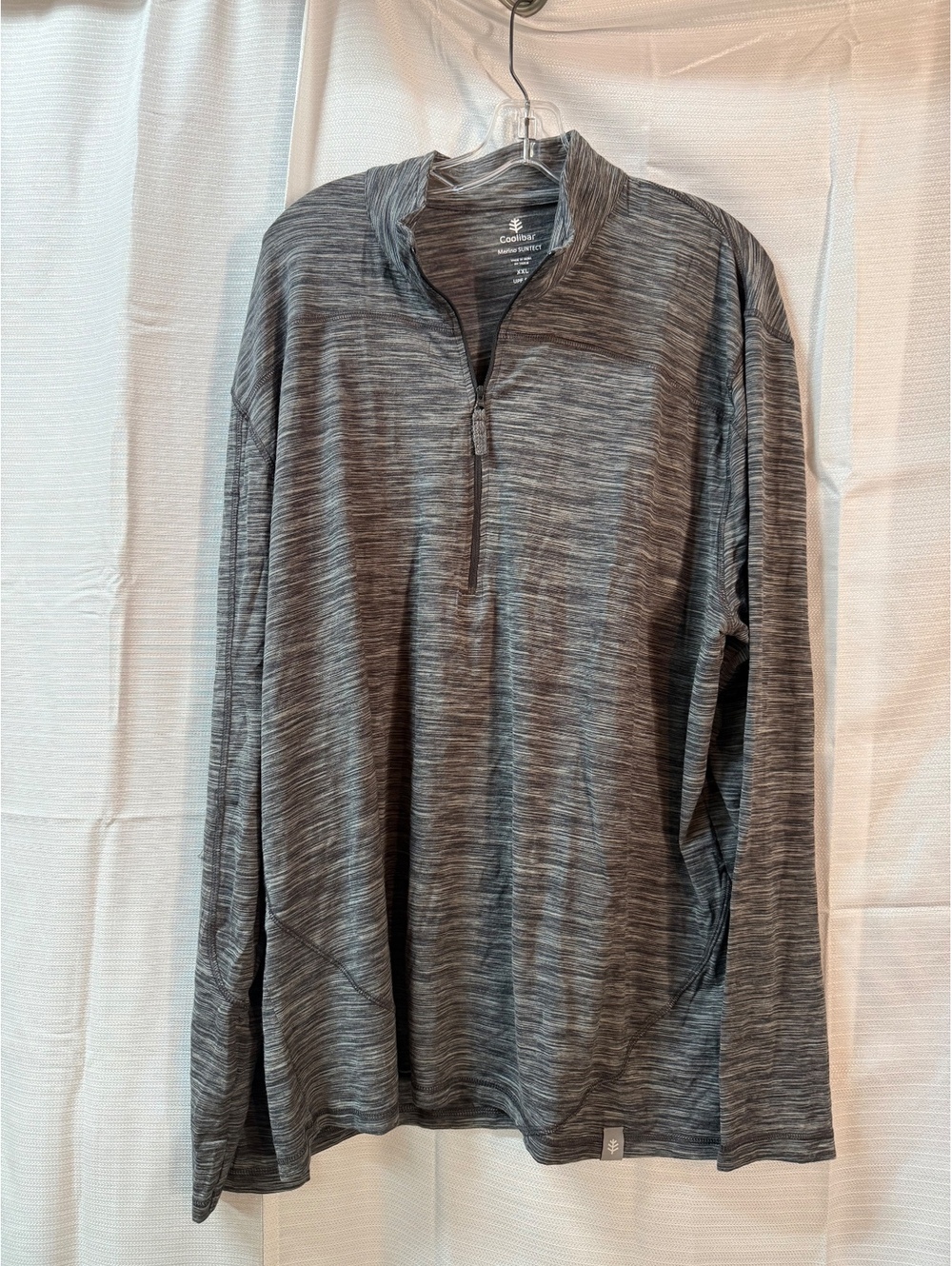 Coolibar Merino SUNTECT Gray Long Sleeve Quarter Zip Shirt XXL